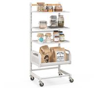 Costway 4 Tier Kitchen Utility Cart Metal Bathroom Storage Trolley W/ Adjustable Shelves