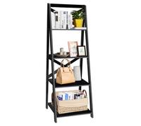 Costway 4 Tier Ladder Shelf Storage Shelving Unit Wooden Bookcase Shelves Space Saving Storage Rack