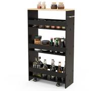 Costway 4 Tier Rolling Storage Cart 20 cm Slim Kitchen Trolley in Black COSTWAY Black