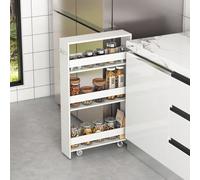 Costway 4-Tier Slim Storage Cart Narrow Rolling Kitchen Serving Cart W/ Open Shelves