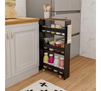 Costway 4-Tier Slim Storage Cart Narrow Rolling Kitchen Serving Cart W/ Open Shelves