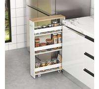 Costway 4-Tier Slim Storage Cart Narrow Rolling Kitchen Serving Cart W/ Open Shelves