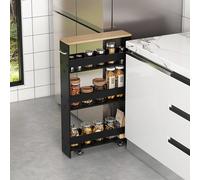 Costway 4-Tier Slim Storage Cart Narrow Rolling Kitchen Serving Cart W/ Open Shelves