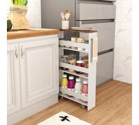 Costway 4-Tier Slim Storage Cart Narrow Rolling Kitchen Serving Cart W/ Open Shelves