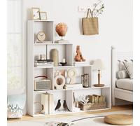 Costway 4-Tier Stepped Bookshelf Modern Ladder Bookcase W/ 6 Storage Cubes-White