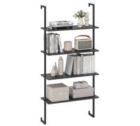 Costway 4-Tier Wall-Mounted Bookshelf Floating Display Shelves Wooden Bookcase in Black COSTWAY Black