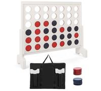Costway 4-To-Score Game Wooden 4-In-A-Row Game Set W/ 42 Pcs Jumbo Rings