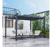 Costway 4 X 2.9M Outdoor Aluminum Retractable Pergola Canopy Shelter Grape Trellis Grey