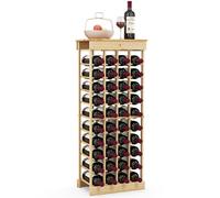 Costway 40-Bottle Freestanding Wine Rack Natural Wood Wine Display Shelves W/ Tabletop