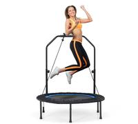 Costway 40" Mini Trampoline Foldable Fitness Trampolines with Height Adjustable Handle in Blue COSTWAY Blue