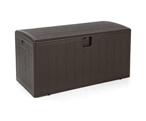 COSTWAY 400L/454L/490L Garden Storage Box, Weather Resistant Deck Box with Handles & Lockable Lid, Patio Furniture Storage Chest Cushion Cabinet for Tool Pool Supplies (Brown, 400L)