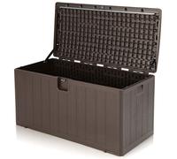 Costway 400L Outdoor Patio Deck Box Weather Resistant Storage Tools Bin Garden Container in Brown COSTWAY Brown