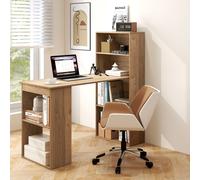 Costway 48"Computer Desk w/ Bookcase Modern Writing Desk w/ 6-tier Storage Shelves Home Office in Natural COSTWAY Natural