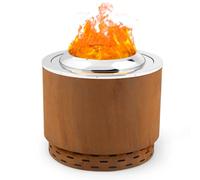 Costway 49 Cm Smokeless Fire Pit Stainless Steel Wood Burning Firepit-Brown