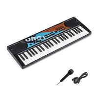 COSTWAY 49 Key Keyboard Piano, Portable Digital Piano with Microphone, 8 Rhythms, 8 Tones & 10 Demos, Electric Keyboard for 3+ Years Old Boys Girls Beginners (Black)