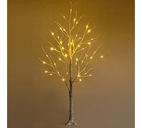 COSTWAY 4FT/5FT/6FT Lighted Christmas Birch Tree, Artificial Xmas Twig Tree with Warm-White LED Lights, Christmas Holiday Party Decor for Porch Home Store (120 cm)