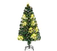 COSTWAY 4FT/5FT Pre-Lit Christmas Tree, Fiber Optic Artificial Xmas Trees with Warm White Shape-Adjustable Star Lights and Top Star, Christmas Decoration for Home Office Holiday Party Decoration (4FT)