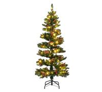 COSTWAY 4FT/5FT Pre-Lit Spiral Christmas Tree, Artificial Xmas Trees with LED Lights, Red Berries and Natural Pine Cones, Festival Decoration for Daily and Holiday Decoration (150 cm)
