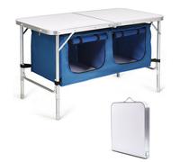 Costway 4Ft Folding Aluminum Table Indoor Outdoor Folding Table W/ Lockers-Blue