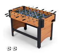 COSTWAY 4ft Football Table, Free Standing Foosball Game with 22 Players, 2 Balls & Slide Scorers, Competition Sized Soccer Arcade for Adults, Kids, Indoor Room Sport (Natural)