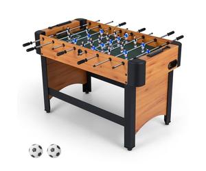COSTWAY 4ft Football Table, Free Standing Foosball Game with 22 Players, 2 Balls & Slide Scorers, Competition Sized Soccer Arcade for Adults, Kids, Indoor Room Sport (Natural)