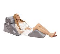 COSTWAY 4PCS Bed Wedge Pillows Set, Folding Adjustable Memory Foam Incline Cushion with Removable Headrest, Orthopedic Knee Leg Back Support Pillow for Post Surgery, Reading, Acid Reflux, Pain Relief