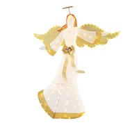 Costway 5.2 FT Lighted Angel Light up Christmas Decoration with Halo & Bow in Warm White COSTWAY Warm White