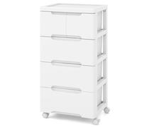 Costway 5-Drawer Rolling Cabinet Plastic Storage Cart 4-Tier Drawer Dresser W/ Wheels