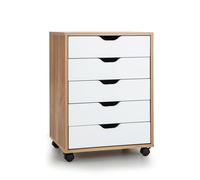 Costway 5 Drawer Rolling Storage Cabinet Mobile Chest of Drawers Wooden Dresser Organizer Coffee in Natural COSTWAY Natural