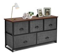 Costway 5 Drawers Cabinet 2-Tier Fabric Chest Of Drawers Removable For Wardrobe