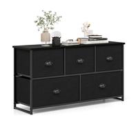 Costway 5 Drawers Cabinet 2-Tier Fabric Storage Organizer Chest Of Drawers W/ Baskets