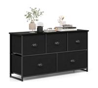 Costway 5 Drawers Cabinet 2-Tier Fabric Storage Organizer Chest of Drawers w/ Baskets in Black COSTWAY Black