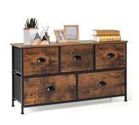 Costway 5 Drawers Dresser Cabinet 2-Tier Fabric Chest Of Drawers Chest Organizer W/ Foldable Drawers