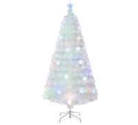 Costway 5 Ft Artificial Fiber Optic Christmas Tree White Pre-Lit Xmas Tree W/ Top Star Light