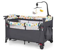 Costway 5-In-1 Baby Bassinet Bedside Sleeper Portable Pack And Play-Grey