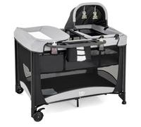 Costway 5 In 1 Portable Nursery Center Foldable Baby Playard W/ Bassinet-Black