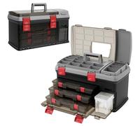 COSTWAY 5 Layer Fishing Tackle Box with 19 Compartments, 3 Removable Utility Boxes & Adjustable Dividers, Portable Tackle Storage Organizer for Vest Casting Fly Fishing