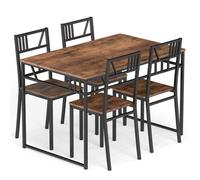 Costway 5 Pcs Dining Table Set Industrial-Style Kitchen Table & 4 Chairs-Coffee