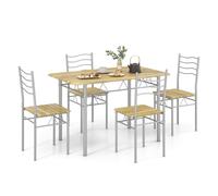 Costway 5 PCS Dining Table Set with Rectangular Tabletop Industrial Kitchen Table 4 Chairs Set in Natural COSTWAY Natural