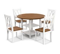 Costway 5 pcs Dinning Table Set Kitchen Furniture Round Drop Leaf Dining Table 4 Chairs in Walnut COSTWAY Walnut