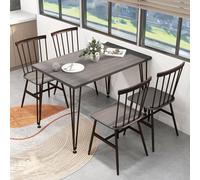 Costway 5-Piece Dining Table Set Rectangular Kitchen Table & 4 Chairs W/ Metal Frame