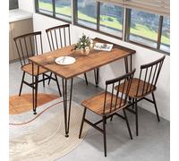 Costway 5-Piece Dining Table Set Rectangular Kitchen Table & 4 Chairs W/ Metal Frame