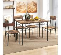 Costway 5-Piece Industrial Kitchen Furniture Dining Table Set for 4-Coffee in Brown COSTWAY Brown