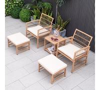 Costway 5 Piece Patio Wicker Sofa Set Outdoor Rattan Conversation Set W/ Seat Cushions