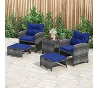 Costway 5 Piece Wicker Patio Furniture Set Outdoor Conversation Set Navy