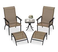 Costway 5 Pieces Adirondack Chair Set with Ottomans & Side Table-Coffee in Brown COSTWAY Brown