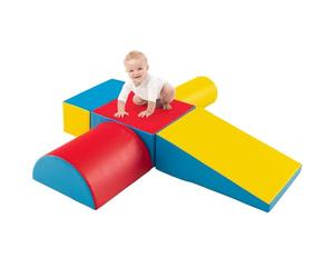 COSTWAY 5 Pieces Baby Climb and Crawl Foam Play Set, Colorful Children's Educational Software Activity Toys, Soft Climbing Blocks for Toddlers, Preschoolers (Red+Yellow+Blue)