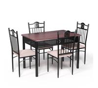 Costway 5 Pieces Dining Table Chairs Set for 4 Person in Dark Brown COSTWAY Dark Brown