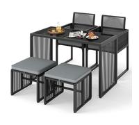Costway 5 Pieces Patio Dining Set Outdoor Conversation Set in Grey COSTWAY Grey