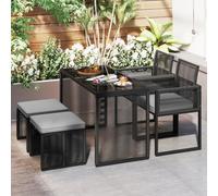 Costway 5 Pieces Patio Dining Set Outdoor Rattan Chairs With Table & Ottomans